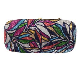 Judith Leiber Pochette de soirée en forme de feuille ornée de cristaux multicolores Multicolore