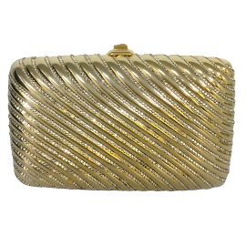 Judith Leiber Strass Cristal Clouté Mini Pochette En Métal Doré Soirée Doré