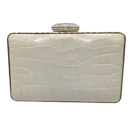 Pochette Judith Leiber en cuir d'alligator blanc Blanc