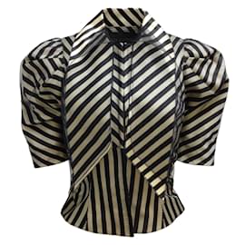 Louis Vuitton-Louis Vuitton Beige / Black Striped Short Sleeved Silk Tulle Jacket-Beige
