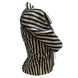 Louis Vuitton-Louis Vuitton Beige / Black Striped Short Sleeved Silk Tulle Jacket-Beige