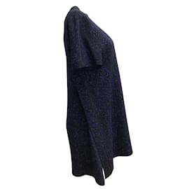Proenza Schouler-Proenza Schouler Negro / Vestido casual corto de crepé de manga corta estampado azul-Negro