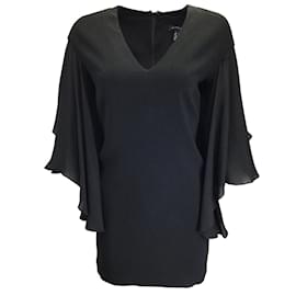 Ralph Lauren-Ralph Lauren Black Label Mini-robe en crêpe à manches volantées noires-Noir