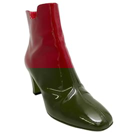 Christian Louboutin-Christian Louboutin Red Patent Leather Ankle Booties-Red