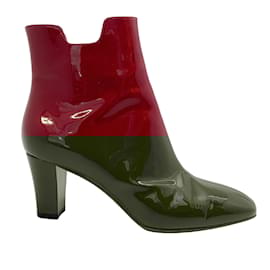 Christian Louboutin-Christian Louboutin Red Patent Leather Ankle Booties-Red