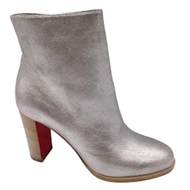 Christian Louboutin-Christian Louboutin argento metallizzato Adox 85 Stivaletti in pelle-Argento