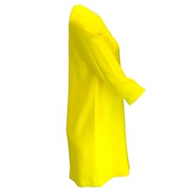 Ralph Lauren-Ralph Lauren Black Label Yellow Three-Quarter Sleeved Crepe Shift Dress-Yellow