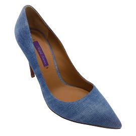 Ralph Lauren Collection Blue Celia Pointed Toe Denim Pumps Blue
