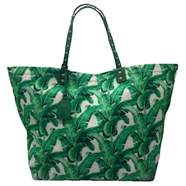 Dolce & Gabbana-Bolsa de lona verde com estampa de folha de bananeira Dolce & Gabbana Shopping Beatrice-Verde