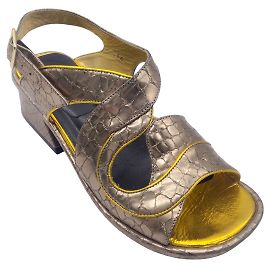 Dries van Noten Sandales en cuir de serpent métallisé bronze Métallisé