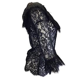 Autre Marque-Dundas Black Long Sleeved Lace Blouse-Black