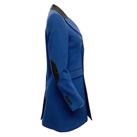 Each X Other-Each x Other Blue Wool and Cashmere Double Breasted Coat with Leather Trim-Blue