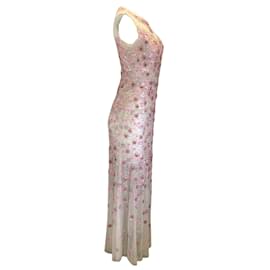 Elie Tahari-Elie Tahari Rosa Augenie ärmelloses Kleid mit Perlen und floralen Paillettenverzierungen / formelle Kleidung-Pink