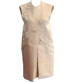 Ellery-ELLERY Beige Sleeveless Linen Embellished Cocktail Dress-Beige