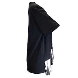 Jil Sander-jil sander negro / Blusa de manga corta con ribete plisado plateado metalizado-Negro