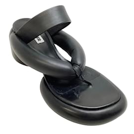 Jil Sander-Jil Sander Black Leather Padded Platform Sandals-Black