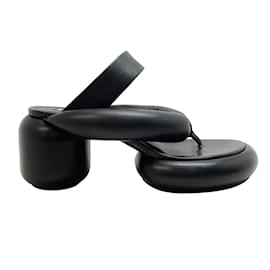 Jil Sander-Sandalias de plataforma acolchadas de cuero negro Jil Sander-Negro