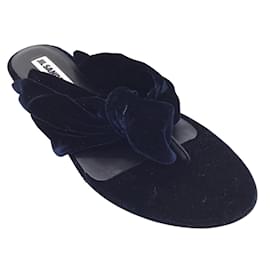 Jil Sander-Jil Sander Dark Blue Velvet Knot Thong Sandals-Blue