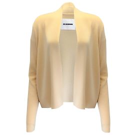 Jil Sander – Langärmliger Strickjackenpullover aus Kaschmir und Seide mit offener Vorderseite in Buttermilch Beige