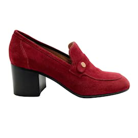 Laurence Dacade-Laurence Dacade Wine Suede Tracy Loafer Pumps-Roja