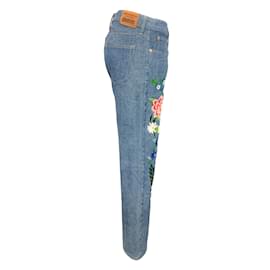 Junya Watanabe-Junya Watanabe COMME des GARÇONS Mehrfarbige Jeans mit geradem Bein und Blumenstickerei in mittlerer Waschung-Mehrfarben