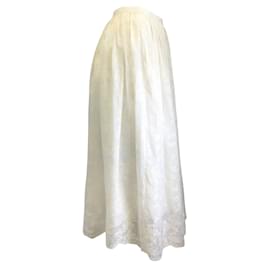 Autre Marque-Lena Hoschek White Embroidered Chamomile Midi Skirt-White