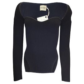 Khaite Maddy Schwarzer langärmliger Rippstrickpullover Schwarz