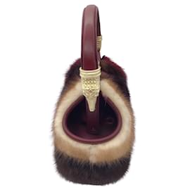 Autre Marque-Kieselstein-Cord Burgundy Multi Mink Fur and Leather Top Handle Bag-Multiple colors