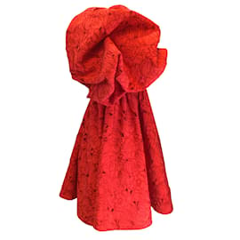 Autre Marque-Mini abito ricamato con maniche a sbuffo Eloise rosso scarlatto Leo Lin-Rosso