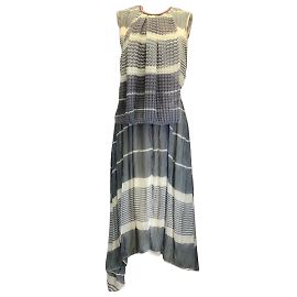 Loewe Noir / Robe mi-longue ivoire multi-gaze Multicolore
