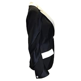 Autre Marque-Loring Black / White One Button Silk Jacket-Black