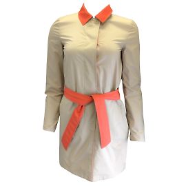 Loro Piana Beige / Orangefarbener, wendbarer Windjacke-Mantel „Jaylon“ mit Gürtel Beige