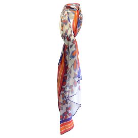 Blu Loro Piana / arancia / Sciarpa in cashmere e seta con stampa floreale retrò rossa Multicolore