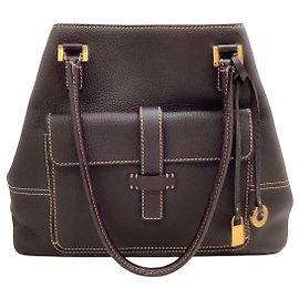 Borsa a Spalla Globe Loro Piana in Pelle Marrone Cioccolato Marrone