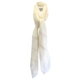 Loro Piana Avorio / Sciarpa in cashmere trasparente a righe multiple arcobaleno Crudo