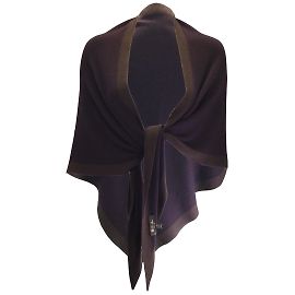 Loro Piana Ameixa Roxo / Echarpe Triangular Scialle Brown Twice Cashmere e Seda Roxo