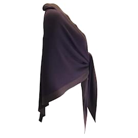 Loro Piana-Loro Piana Plum Purple / Brown Scialle Twice Cashmere and Silk Knit Triangle Scarf-Purple