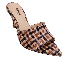 L'Agence Brown Houndstooth Lolita Slip On Mules Marrom