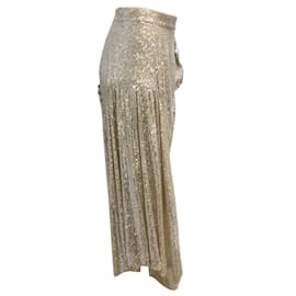 Autre Marque-Meryll Rogge Silver Sequined Asymmetrical Hem Draped Tulle Midi Skirt-Silvery