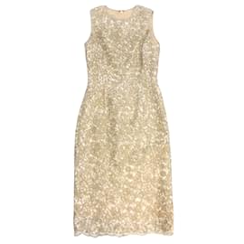 Michael Kors-Michael Kors Beige / Tan Rope Detail Sleeveless Cocktail Dress-Beige