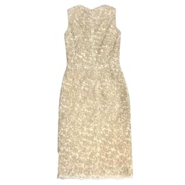 Michael Kors-Michael Kors Beige / Tan Rope Detail Sleeveless Cocktail Dress-Beige