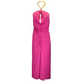 Veronica Beard Reze Hot Pink Chain-Link Halter Dress Pink
