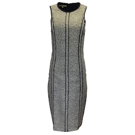 Michael Kors-Michael Kors Black / Ivory Printed Sleeveless Midi Dress-Black