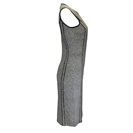 Michael Kors-Michael Kors Black / Ivory Printed Sleeveless Midi Dress-Black