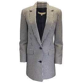 Michael Kors Black / White Houndstooth Two-Button Wool Blazer Black