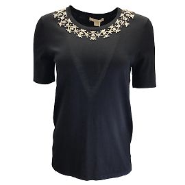 Blusa de manga curta com aplicação de strass preto Michael Kors Preto