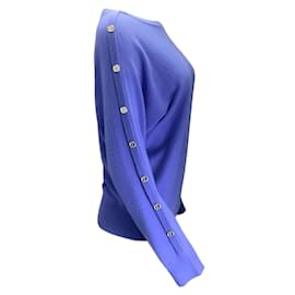 Michael Kors-Michael Kors Blue Long Sleeved Cashmere Knit Pullover Sweater in Azure-Blue