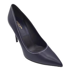 Michael Kors Collection Navy Blue / White Contrast Stitching Pointed Toe Leather Pumps Blue