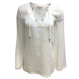 Blusa branca de manga comprida com cadarço Michael Kors Collection Branco