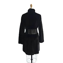 Michael Kors-Michael Kors Dark Brown Mink Coat With Leather Detail-Brown